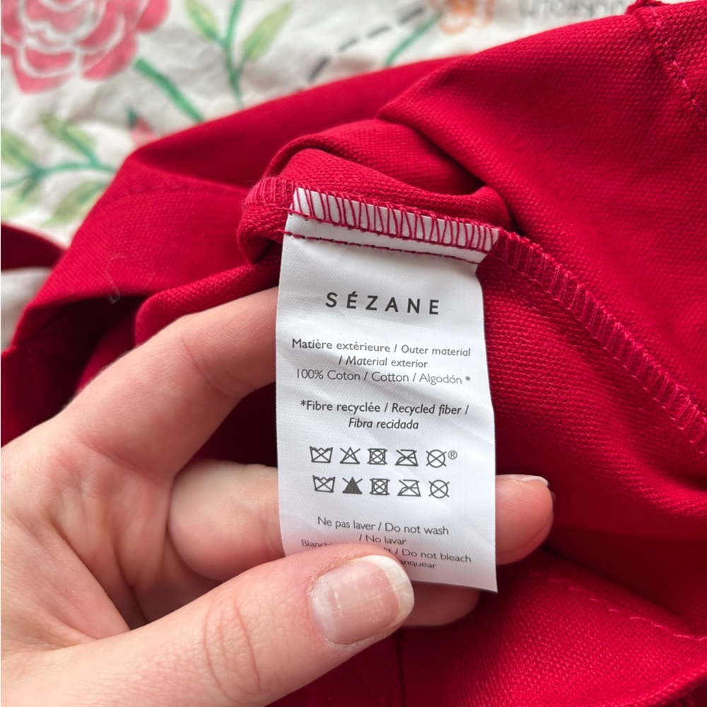 NEW Sezane LOVE Red Cotton French Tote Bag - Picture 5 of 5